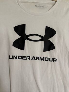 Under Armour White Short-Sleeve Tee with Black Logo